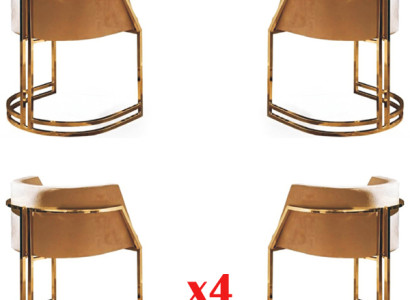 Kitchen Dining room Modern 4x Armchair Chair stainless steel Fabric Upholstery Chairs