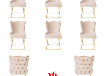 Design 6x Chairs Group Set Dining room Chair Suite Armchair Gastro