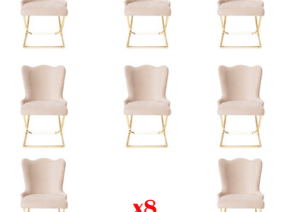 Chair Set Armchair Design Upholstery Lehn Textile Dining Living Room 8x Chairs