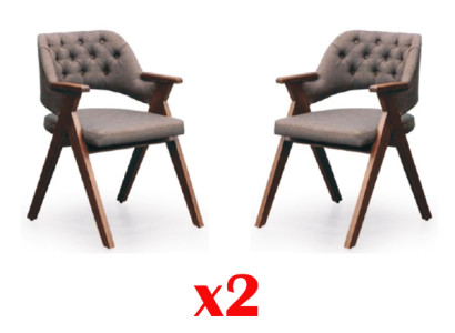 Design Armchair Upholstery Set 2x Chair Wood Gastro Dining room Chesterfield