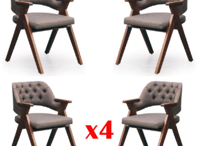 Suite 4x Chair Set Group Chesterfield Armchair Dining room Chairs Suite