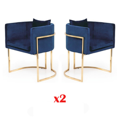 Chair 2x Dining Room Chairs Armchair stainless steel Design Furniture Metal Steel