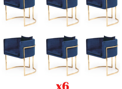 GroupTextil Upholstery Chairs Gastro Dining room Fabric Design Set 6 Chair