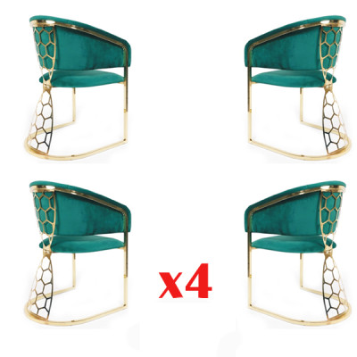 Dining room Restaurant Kitchen Group Armchair 4x Lounge Armchair upholstered chairs