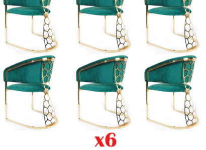 Dining room Set 6 Chair Group Suite Wood Lehn Upholstery Chairs Textile