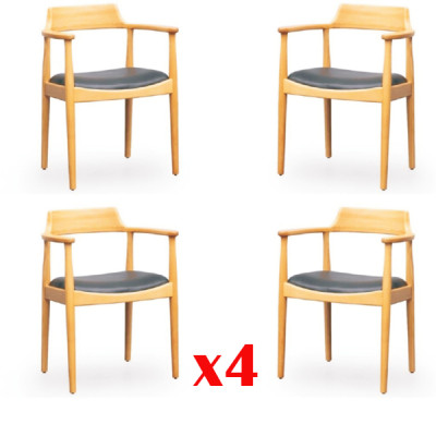 Dining room Chairs Wood Design Armchair Upholstery Set 4x Chairs Chair Textile Groups