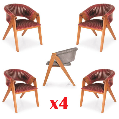 Suite 4x Chairs Modern Upholstery Design Groups Wood Dining Chair Room