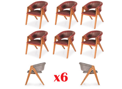 Modern Solid Wood Armchair Set 6x Luxury Restaurant Dining room Chair