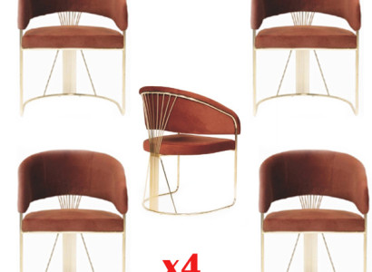 Group Fabric Lehn Dining room Restaurant Armchair Chair 4x Chairs Set