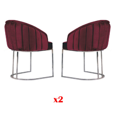 Designer Metal Fabric Upholstery Chairs Gastro Dining room Modern 2x Armchair
