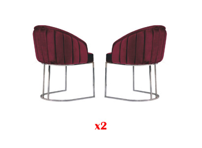 Designer Metal Fabric Upholstery Chairs Gastro Dining room Modern 2x Armchair