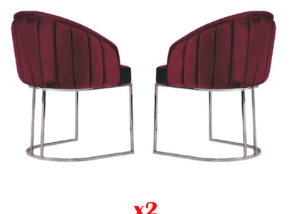 Designer Metal Fabric Upholstery Chairs Gastro Dining room Modern 2x Armchair