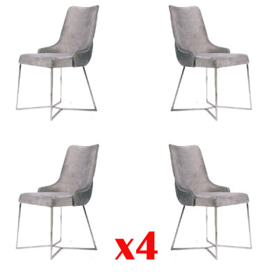 Group Chairs Suite Textile Fabric Wood Upholstered Dining room Chairs