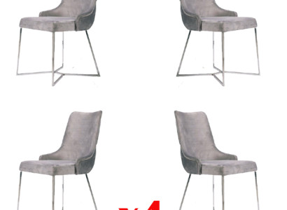Group Chairs Suite Textile Fabric Wood Upholstered Dining room Chairs