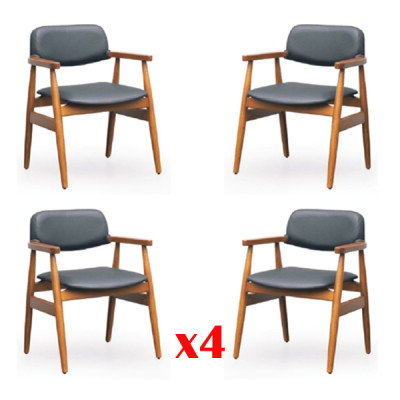 Set Chair Suite Upholstery Living room Wood 4x Chairs Dining room Group