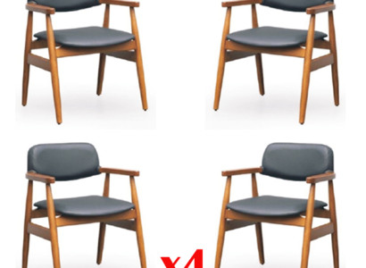 Set Chair Suite Upholstery Living room Wood 4x Chairs Dining room Group