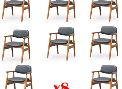 Suite Armchair Upholstery Design 8x Chairs Group Set Armchair Dining room Chair