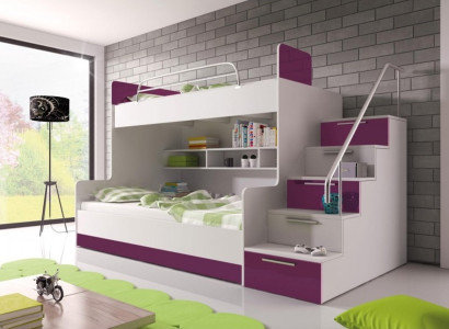 Purple Double bunk bed Bunk Bed Childrens room Beds Loft bed High gloss Furniture