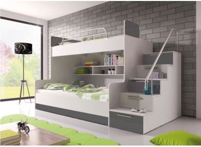 Gray Double bunk bed Bunk Bed Childrens room Beds Loft bed High gloss Furniture