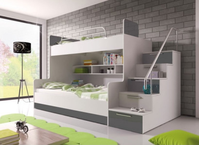 Gray Double bunk bed Bunk Bed Childrens room Beds Loft bed High gloss Furniture