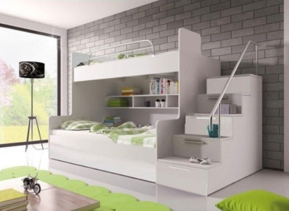 Bunk Bed Childrens room Beds Loft bed Double bunk bed High gloss Furniture White