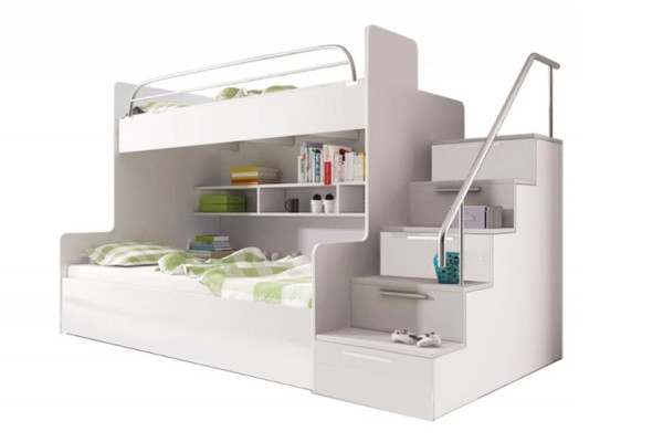 Bunk Bed Childrens room Beds Loft bed Double bunk bed High gloss Furniture White