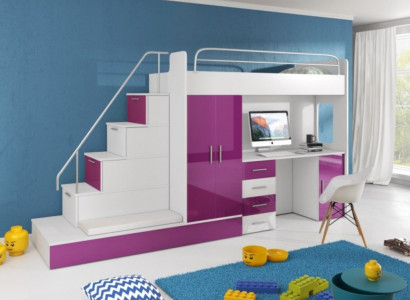 Lilac Children Loft bed Bunk bed Double bunk bed Bed High Gloss Furniture