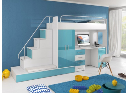 Bunk bed Loft bed Blue Childrens room Beds Loft beds Bunk Turkis Bed new