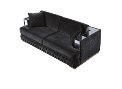 Three Seater Chesterfield Couch Black Sofas Textile Leather Sofa Couches