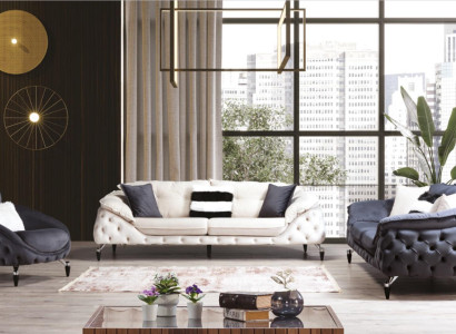Couch Chesterfield with Wood Textile Sofa set 331 Seat Set Upholstery
