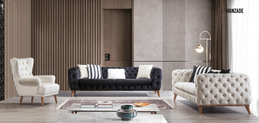 Sofa 3 Seater Black Luxury Furniture Chesterfield Sofa bed Bed 3er