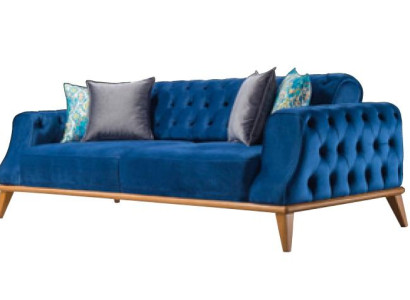 Sofa 3 Seater Blue Living room Classic Chesterfield Elegant style