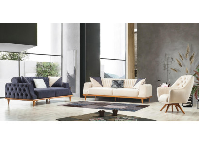 Sofa 3 Seater Beige Living room Elegant design Chesterfield Italian style