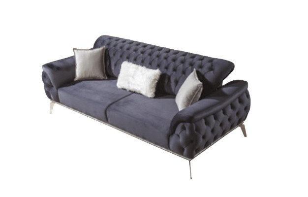 Sofa set 3+3+1 Seater Blue Armchair Luxury Chesterfield Furnishings