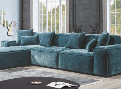 Corner sofa Blue Living room Elegant living corner Design Furniture Corner suite
