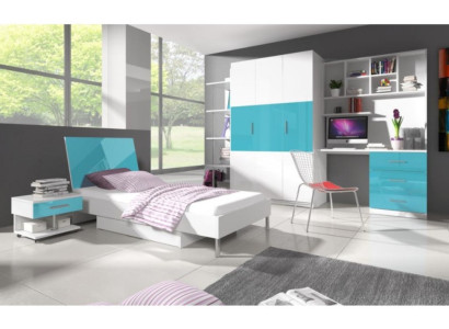 Bed + Bedside table - Bedroom Furniture Childrens room Beds Blue 2pcs. Set new