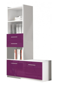 Shelf Wardrobe Bookcase for Childrens room Youth Room White Purple High Gloss