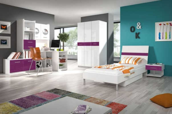 Corner desk Modern Desk Wood Youth Childrens room White Furniture Design