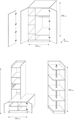 Bedroom Wardrobe Modern Style Clothes cupboards Children Youth