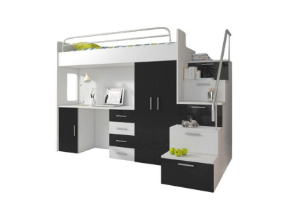 Double bunk bed Black Table Wardrobe Multifunction Bunk Loft bed Childrens room