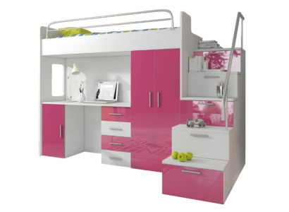 Double bunk bed Bunk bed Bed Childrens bed Youth bed Loft bed Rosa Childrens room