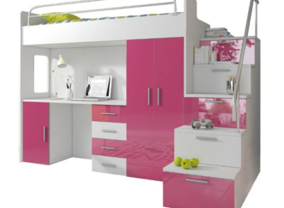 Double bunk bed Bunk bed Bed Childrens bed Youth bed Loft bed Rosa Childrens room