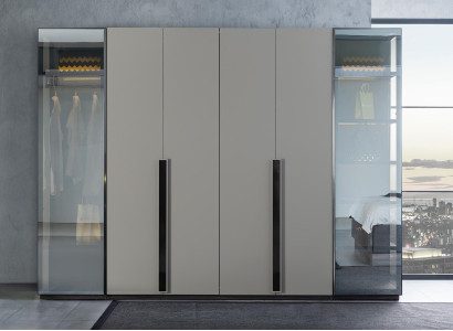 Elegant Bedroom Wardrobe Glass Cabinet Transparent Fronts Wardrobe