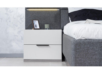 Luxury Bedside table Alt White 2x Bedside tables Set Wood Console 61x45x52cm