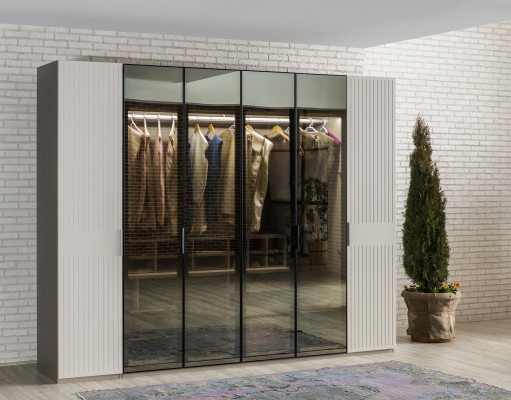 Loft Wardrobe Luxury Bedroom Wood Wardrobe Glass Cabinet Furniture Design