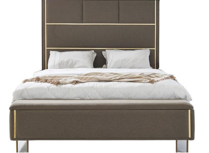 Taupe Upholstery Beds Double bed Wood Bedroom Furniture Hotel Upholstery 180x200