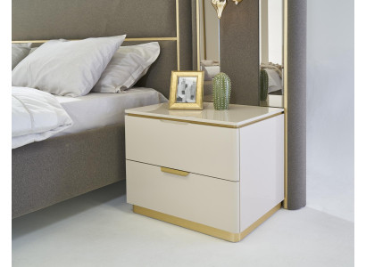 Bedroom Consoles Bedside table Set 2x Bedside tables Luxury Hotel Furniture Beige new