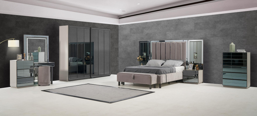 Beds Design Bed Upholstery Bedroom Hotel Design Double bed Metal Taupe new
