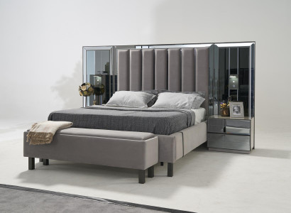 Bedroom Set Bed 2x Bedside table Stool Double Beds Upholstery Furniture 4pcs. new
