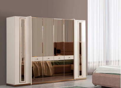 Six Door Wardrobe Wardrobe Beige Cabinets Furniture Wood Wardrobe Cabinet